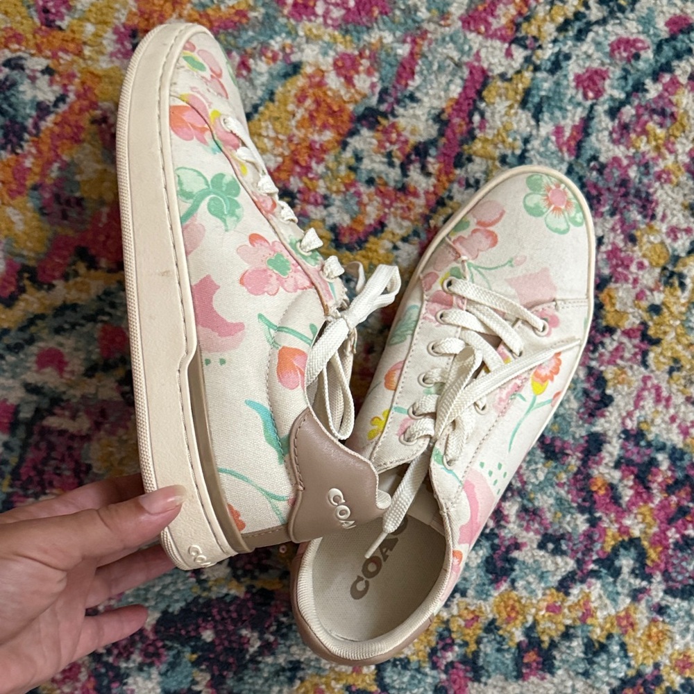 Coach Cream and Pink Vintage-Inspired Sneakers